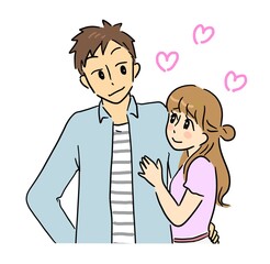 女性に抱き着かれながら腰を抱く男性