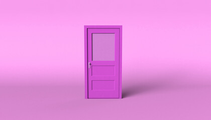Green door closed. 3D illustration.