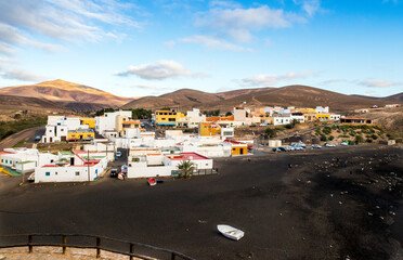 Black sand beach and Ajuy village at Fuerteventura