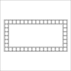 Black and white rectangular frame with ornament, vector certificate template, decorative design element in retro style