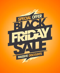 Black friday sale special offer, massive discounts vector banner design