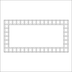 Black and white rectangular frame with ornament, vector certificate template, decorative design element in retro style
