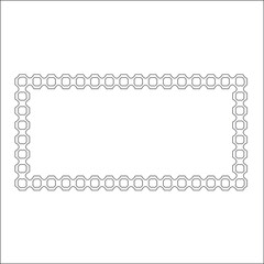 Black and white rectangular frame with ornament, vector certificate template, decorative design element in retro style