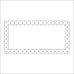 Black and white rectangular frame with ornament, vector certificate template, decorative design element in retro style