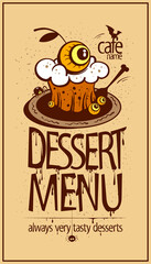 Halloween dessert menu vector card design template, pie with eye