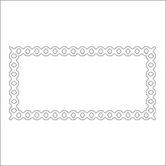 Black and white rectangular frame with ornament, vector certificate template, decorative design element in retro style