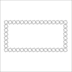 Black and white rectangular frame with ornament, vector certificate template, decorative design element in retro style