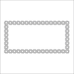 Black and white rectangular frame with ornament, vector certificate template, decorative design element in retro style