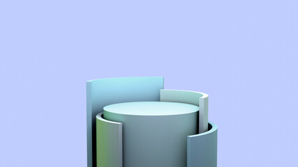 Mockup with geometric shape on abstract background. Empty pedestal for product display. 3D render. Copy space. 