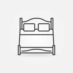 Wooden Double Bed vector concept icon in outline style