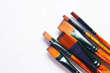 many art brush on a paper with copy space ,