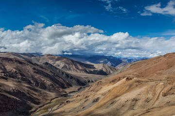 Naklejka na ściany i meble Himalayan landscape near Tanglang-La pass. Ladakh, India