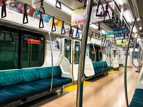 2020 Aug 2nd. Tokyo, Japan. Inside Of Rinkai Line Subway.