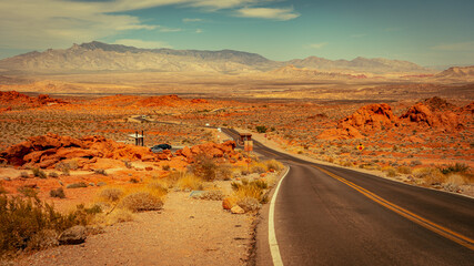 Road through Valley of Fire State Park, Nevada, USA