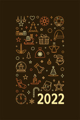 Merry Christmas and Happy New 2022 Year vector poster