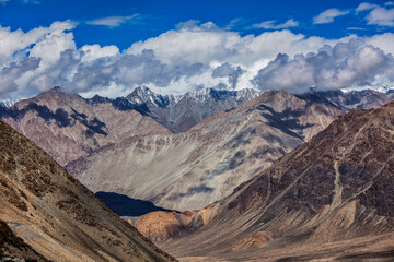 View of Himalayas near Kardung La pass. Ladakh, India