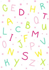Random letters seamless pattern. Abstract background with alphabet. Creative wallpaper design in office style. Mix of letters. Latin ABC.