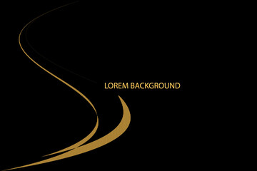 Creative cover design, horizontal vector template. Geometric black background for text with a gold abstract insert. Vector graphics for presentations, business pages, brochures, invitations, menus.