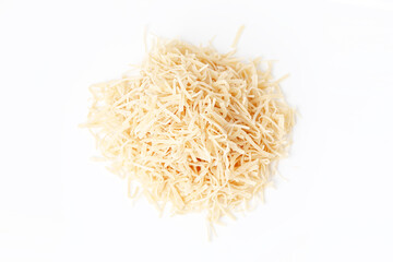 Uncooked Dried Noodles Isolated White Background. Flat Lay.
