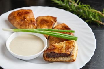 traditional arab food arais. grilled kebab in a pita