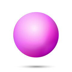 Glass pink ball or precious pearl. Glossy realistic ball, 3D abstract vector illustration highlighted on a white background. Big metal bubble with shadow