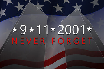 September, 11, 2001 - Patriot Day background. 9-11 Never Forget banner. Vector illustration. - obrazy, fototapety, plakaty