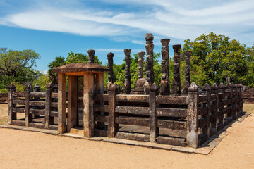 Ruins in Quadrangle group in ancient city Pollonaruwa, Sri Lanka