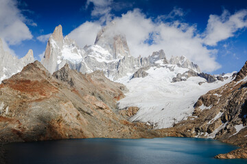 Famous Fitz Roy Moutain - symbol of Patagonia, El Chalten, Los Glaciares National Park, Argentina