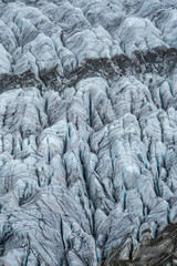 details of the ice structure on Aletsch Glacier in the swiss alps