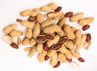 bunch of ecological peanuts on a white background