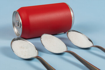 comparison of the amount of sugar in a can of soda