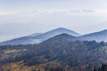 Obraz premium View of hills of Water Dividing ridge