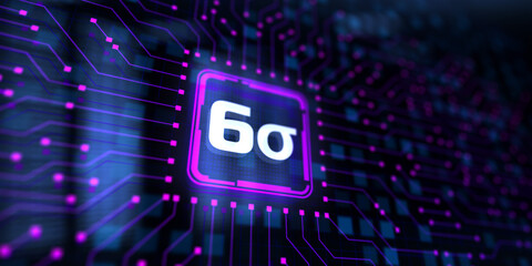 6 Sigma six. DMAIC Lean Manufacturing Technology concept.