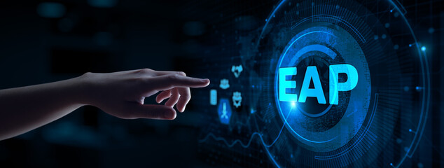 EAP Employee assistance program business finance concept on screen.