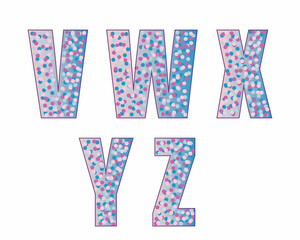 Letter v w x y z. Perfect for greeting cards, party invitations, posters, stickers, pin, scrapbooking, icons.