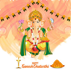 Vector illustration of lord ganesha happy ganesh chaturthi