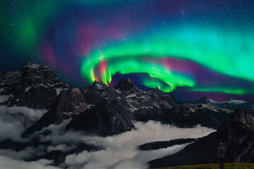 Northern lights over the mountains