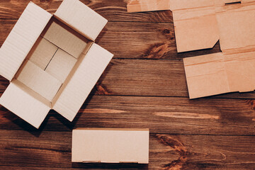 Craft box with waste paper, eco concept.