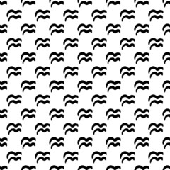 Aquarius hand-drawn black symbols on white vector seamless pattern. Simple astrological signs endless texture. Perfect for wrapping paper, textile, pillows