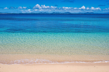 Kodomari Beach, a pristine beach on Ikei Island, just of the main island of Okinawa, Japan