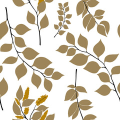 Seamless tree leaves on a regular background. The illustration can be used for wallpapers, patterns, web page backgrounds, surface textures.