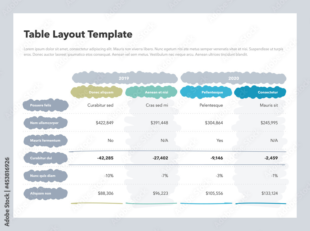 Poster Simple stylized advanced table layout with place for your content. Flat design, easy to use for your website or presentation.