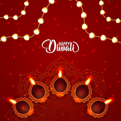 Indian festival happy diwali celebration greeting card