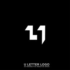 LETTER U 3D NEGATIVE SPACE LOGO