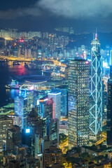 Victoria Harbor of Hong Kong city at night