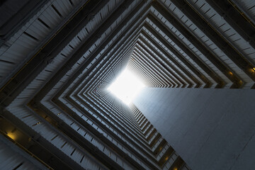 High rise residential building of public estate in Hong Kong city. Building abstract background