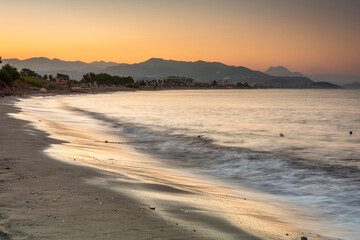 Bueutiful sunrise on the coastline of Alanya, Turkey