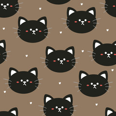 Fototapeta premium Seamless pattern with cute cat for fabric print, textile, gift wrapping paper. colorful vector for textile, flat style