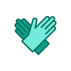 Obraz premium Rubber cleaning gloves color line icon. Isolated vector element.