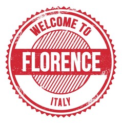 WELCOME TO FLORENCE - ITALY, words written on red stamp